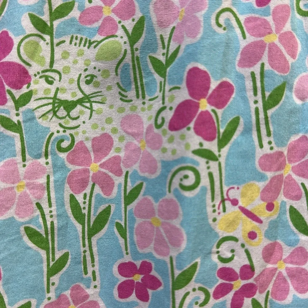 Lilly Pulitzer Strapless Wave Blue Floral Butterfly Tiger Scalloped Trim Dress 6 - Picture 5 of 13